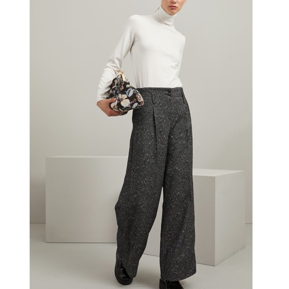Vintage Leslie Fay Pleated Loose Wide Leg Flowy Trouser Pants SZ 14